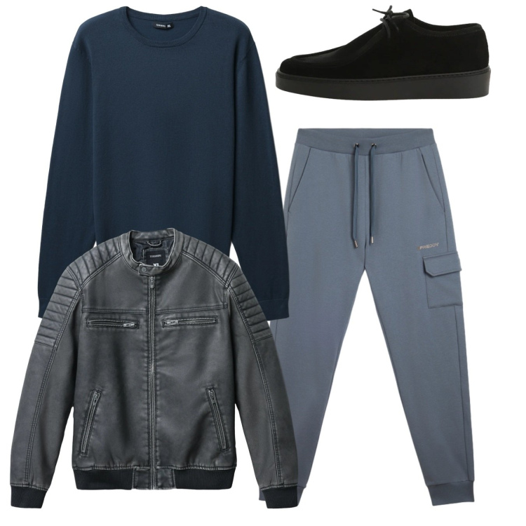 Outfit uomo - Total look #2345748. Stile Urban per Tutti i giorni. Abbinamento con scarpe stringate, giacche, maglieria, pantaloni cargo.