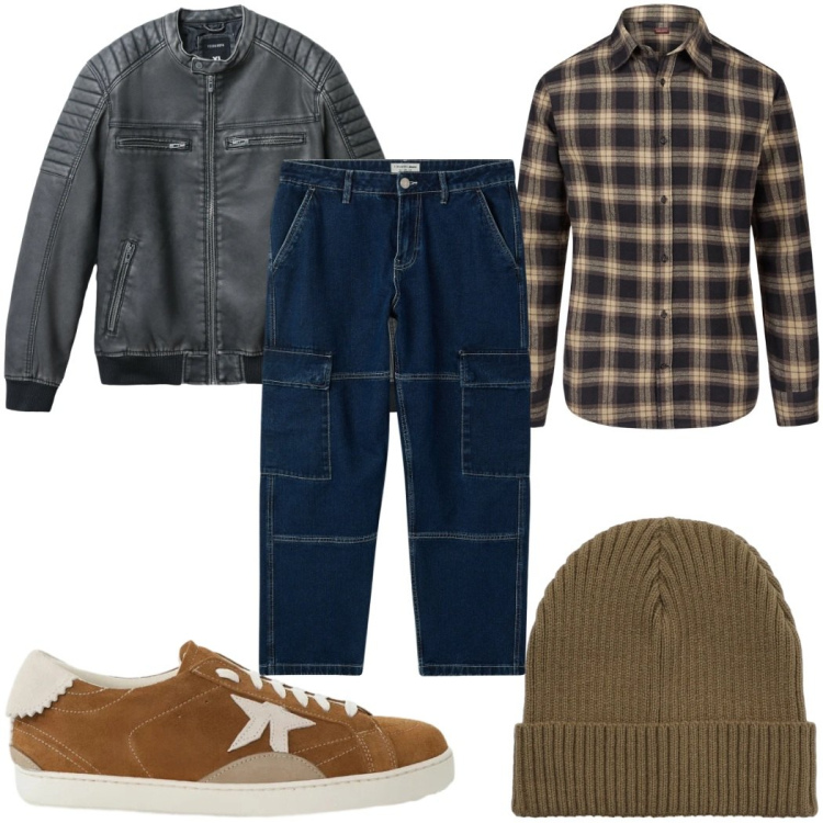 Outfit uomo - Total look #2345897. Stile Casual per Tutti i giorni. Abbinamento con sneakers, jeans, giacche, berretti, camicie.