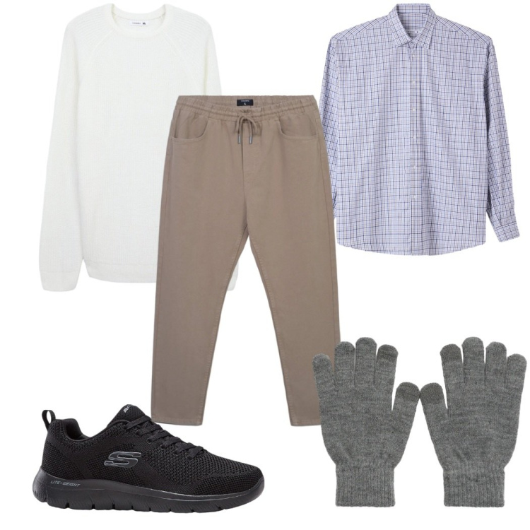 Outfit uomo - Total look #2345925. Stile Casual per Tutti i giorni. Abbinamento con sneakers, pantaloni, maglieria, guanti, camicie.