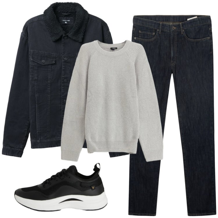 Outfit uomo - Total look #2345963. Stile Casual per Tutti i giorni. Abbinamento con maglieria, giacche, sneakers, jeans.