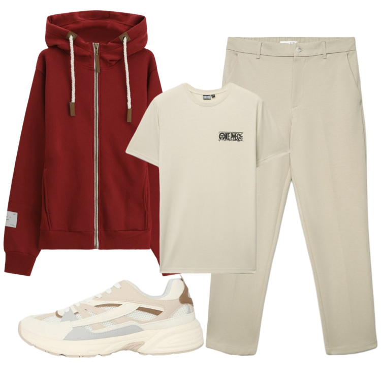 Outfit uomo - Total look #2345992. Stile Casual per Tutti i giorni. Abbinamento con felpe con cappuccio, sneakers, pantaloni chino, t-shirt.