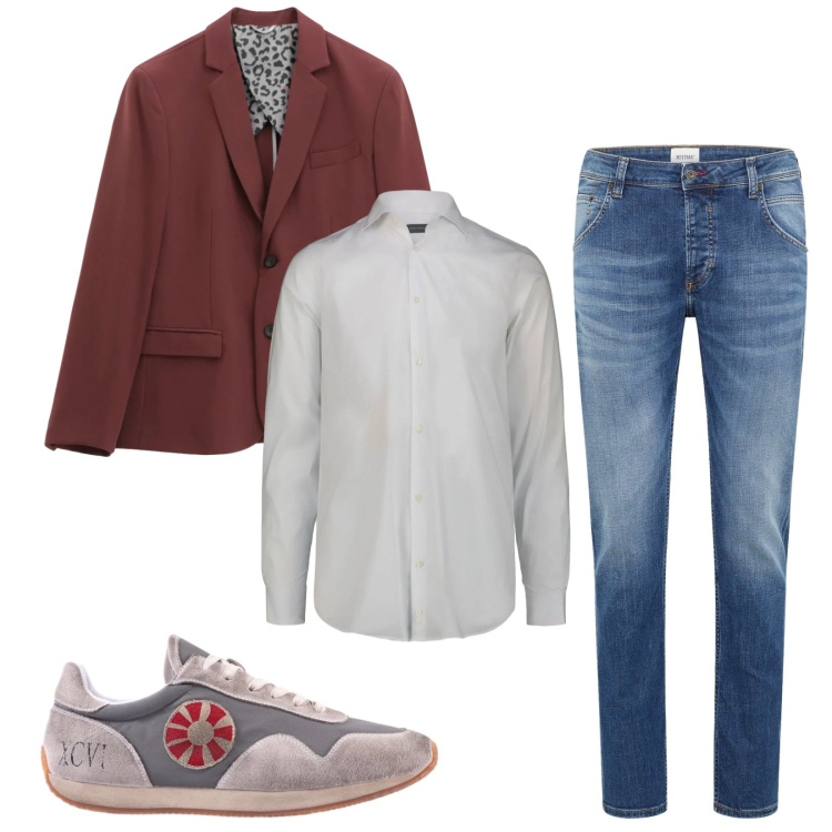 Outfit uomo - Total look #2346027. Stile Trendy per Serata speciale. Abbinamento con jeans dritti, giacche, camicie, sneakers.