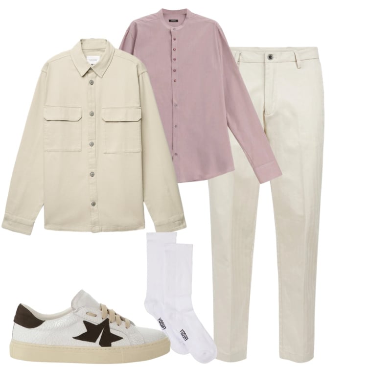 Outfit uomo - City. Stile Urban per Tutti i giorni. Abbinamento con camicie, sneakers, cappotti, calzini, pantaloni.