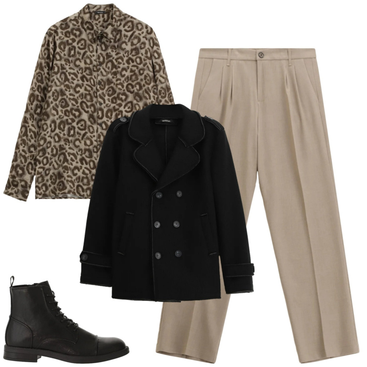 Outfit uomo - Total look #2346081. Stile Trendy per Tutti i giorni. Abbinamento con pantaloni, camicie, cappotti, anfibi.