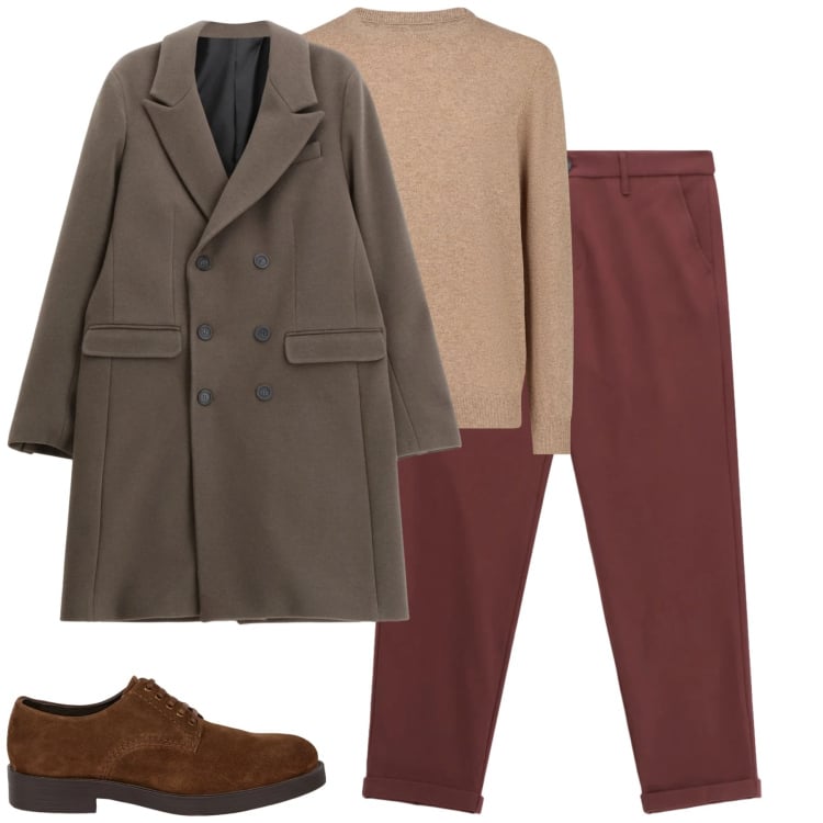 Outfit uomo - Total look #2346086. Stile Urban per Tutti i giorni. Abbinamento con pantaloni, cappotti, maglieria, scarpe stringate.