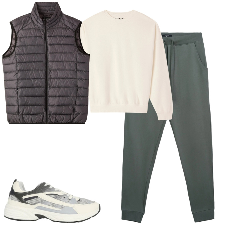 Outfit uomo - Total look #2346091. Stile Casual per Tutti i giorni. Abbinamento con felpe, piumini, sneakers, pantaloni.