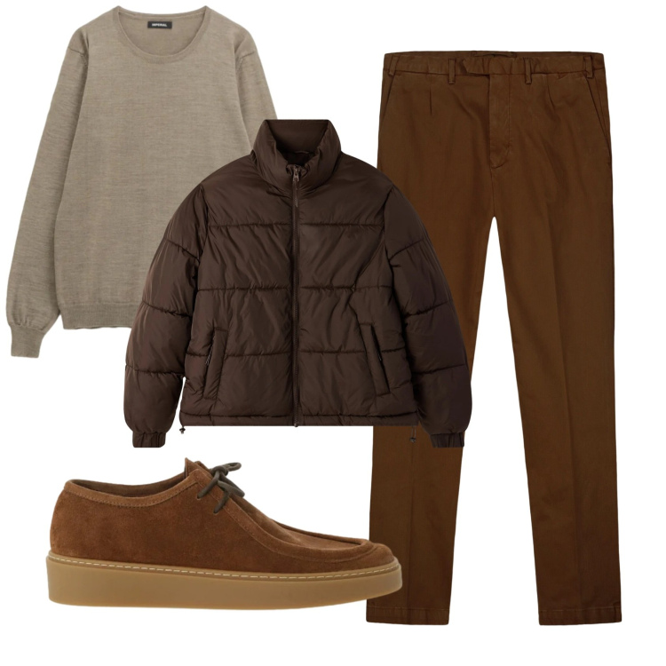 Outfit uomo - Total look #2346099. Stile Casual per Ufficio. Abbinamento con bomber, maglieria, scarpe stringate, pantaloni.