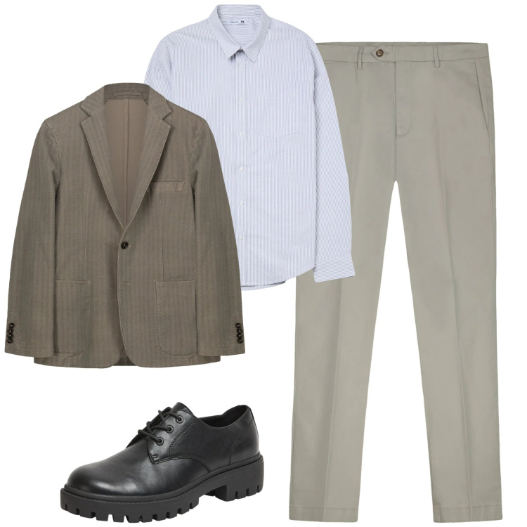 Outfit uomo - Total look #2346100. Stile Business/Elegante per Tutti i giorni. Abbinamento con scarpe stringate, camicie, giacche, pantaloni chino.