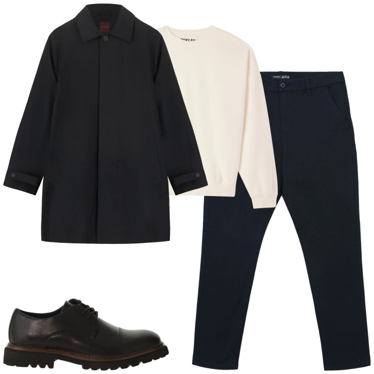 Outfit uomo - Total look #2346107. Stile Urban per Tutti i giorni. Abbinamento con scarpe stringate, pantaloni chino, felpe, parka.