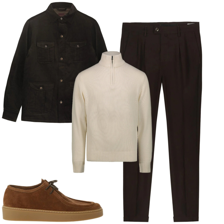 Outfit uomo - Total look #2346108. Stile Urban per Tutti i giorni. Abbinamento con scarpe stringate, pantaloni, cappotti, maglieria.