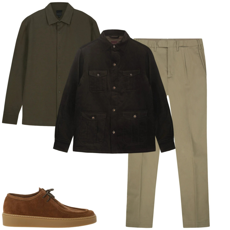 Outfit uomo - Total look #2346131. Stile Urban per Tutti i giorni. Abbinamento con scarpe stringate, pantaloni, cappotti, polo.