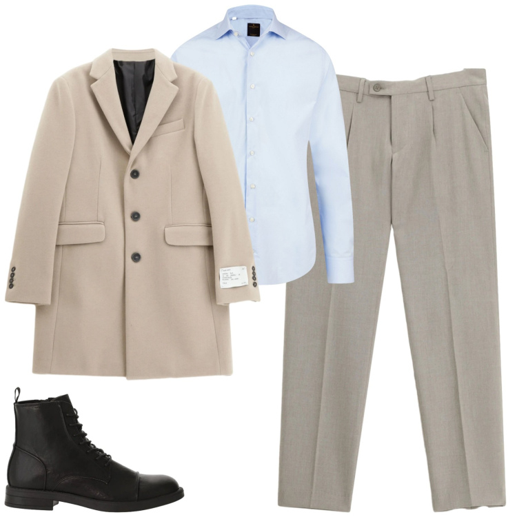 Outfit uomo - Total look #2346140. Stile Urban per Tutti i giorni. Abbinamento con anfibi, pantaloni, cappotti, camicie.