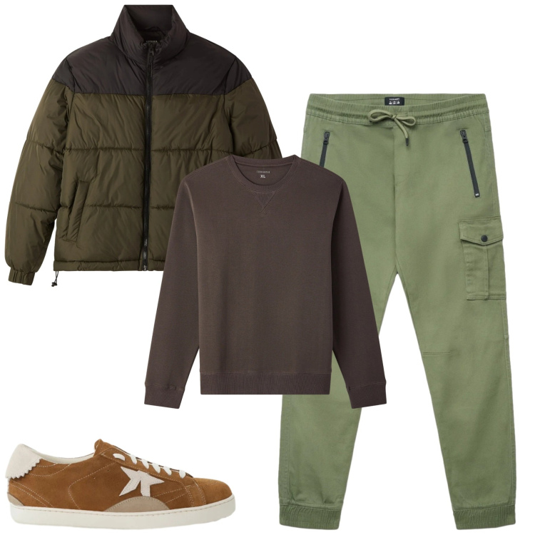 Outfit uomo - Total look #2346175. Stile Casual per Tutti i giorni. Abbinamento con sneakers, felpe, bomber, pantaloni cargo.