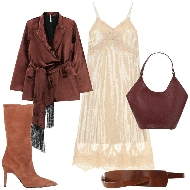 Outfit donna - Velour questo "conosciuto". Stile Casual chic per Tutti i giorni. Abbinamento con stivali, blazer, vestiti midi/longuette, borse a spalla, cinture.