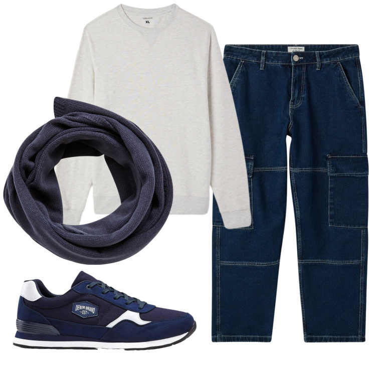Outfit uomo - Total look #2346300. Stile Casual per Tutti i giorni. Abbinamento con sneakers, felpe, sciarpe, jeans.