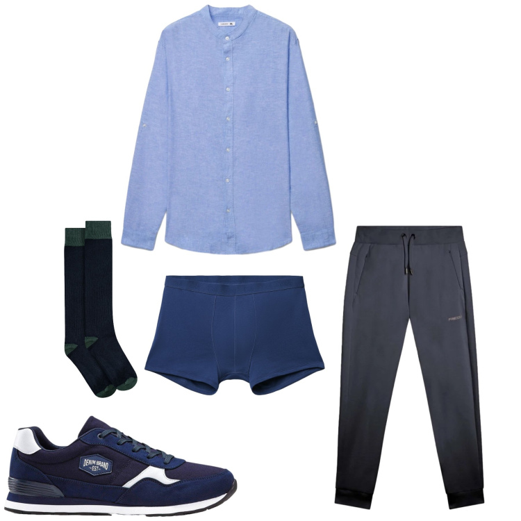Outfit uomo - Urban Comfort. Stile Casual per Tutti i giorni. Abbinamento con sneakers, boxer, camicie, pantaloni, calzini.