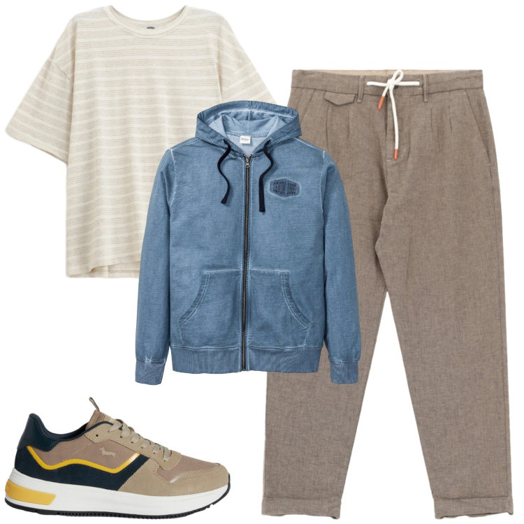 Outfit uomo - Total look #2346316. Stile Casual per Tutti i giorni. Abbinamento con felpe con cappuccio, sneakers, pantaloni, t-shirt.