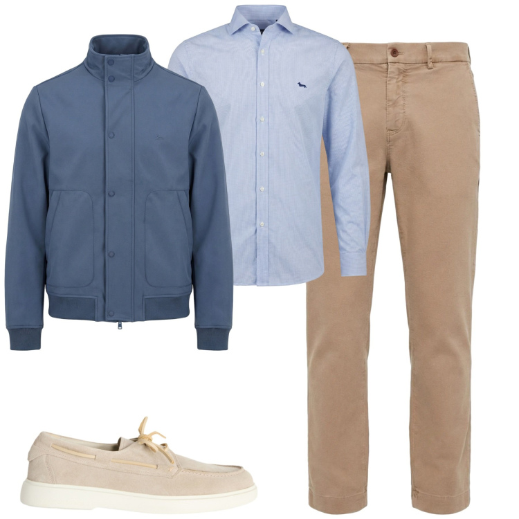 Outfit uomo - City. Stile Urban per Tutti i giorni. Abbinamento con pantaloni chino, camicie, scarpe stringate, bomber.
