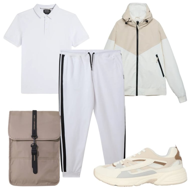 Outfit uomo - Total look #2346345. Stile Trendy per Sport. Abbinamento con borse sportive, pantaloni, sneakers, giacche sportive, polo.