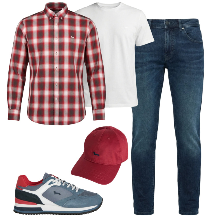 Outfit uomo - City. Stile Casual per Tutti i giorni. Abbinamento con sneakers, cappelli, t-shirt, jeans slim fit, camicie.