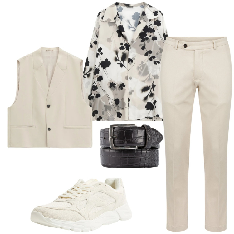 Outfit uomo - Total look #2346363. Stile Casual per Serata speciale. Abbinamento con camicie, gilet, sneakers, pantaloni, cinture.