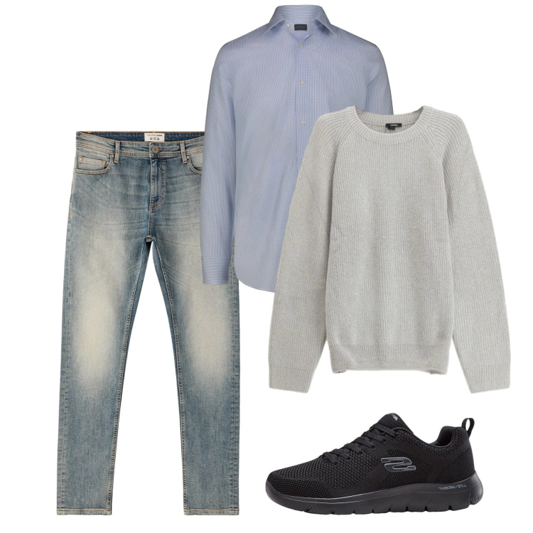 Outfit uomo - Chi ha una vita. Stile Casual per Tutti i giorni. Abbinamento con sneakers, jeans skinny, maglieria, camicie.