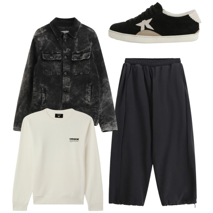 Outfit uomo - City. Stile Casual per Tutti i giorni. Abbinamento con felpe, pantaloni, cappotti, sneakers.