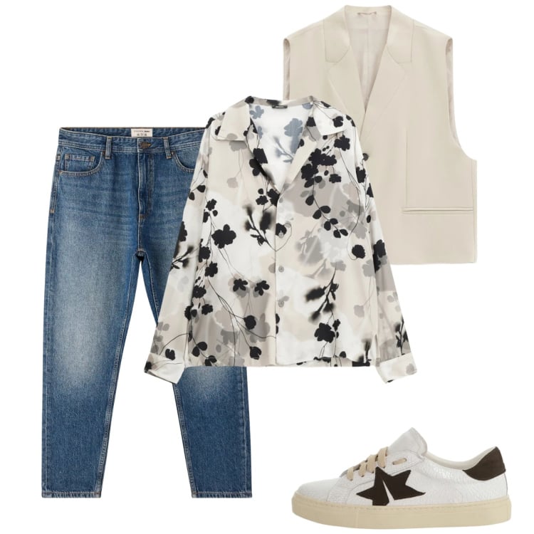 Outfit uomo - City. Stile Casual per Tutti i giorni. Abbinamento con camicie, gilet, sneakers, jeans.