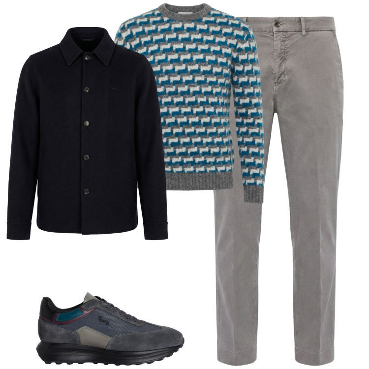 Outfit uomo - Febbraio. Stile Urban per Tutti i giorni. Abbinamento con pullovers, pantaloni chino, cappotti, sneakers.
