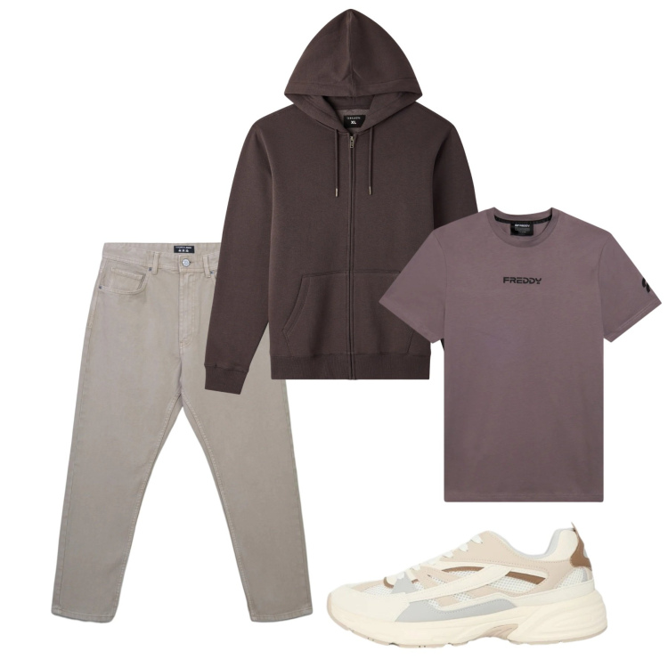 Outfit uomo - City. Stile Casual per Tutti i giorni. Abbinamento con jeans, felpe con cappuccio, sneakers, t-shirt.