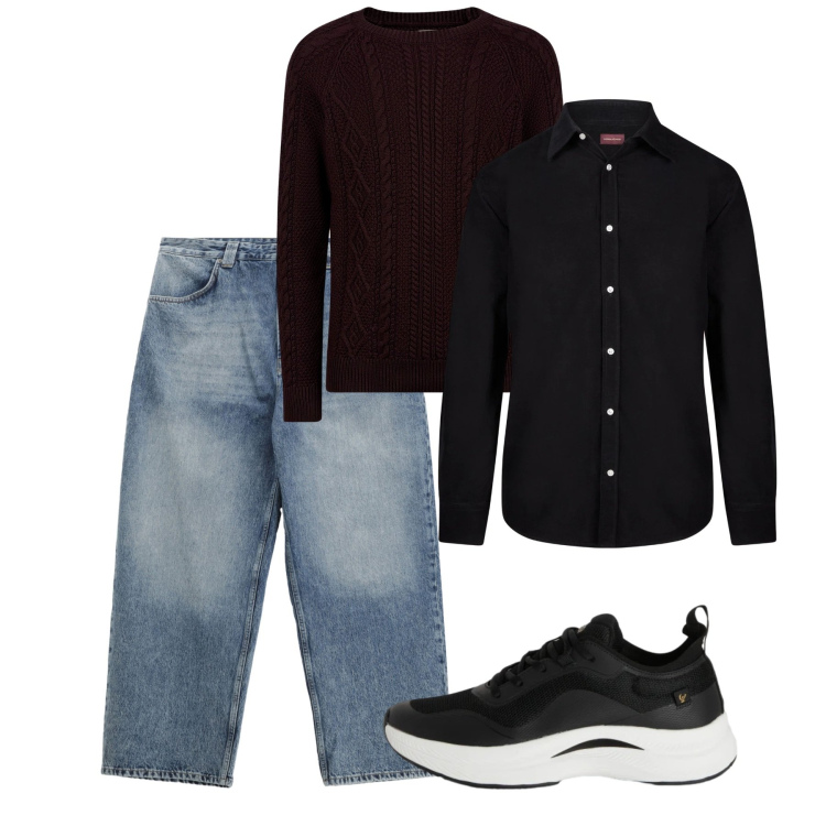 Outfit uomo - City. Stile Casual per Tutti i giorni. Abbinamento con jeans, sneakers, maglieria, camicie.