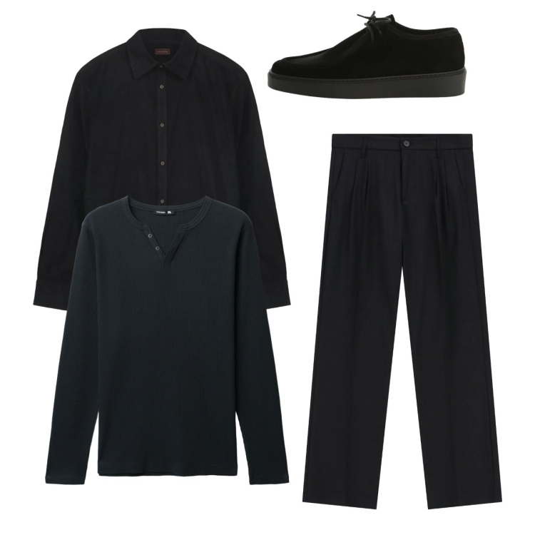 Outfit uomo - City. Stile Casual per Tutti i giorni. Abbinamento con pantaloni, scarpe stringate, t-shirt, camicie.