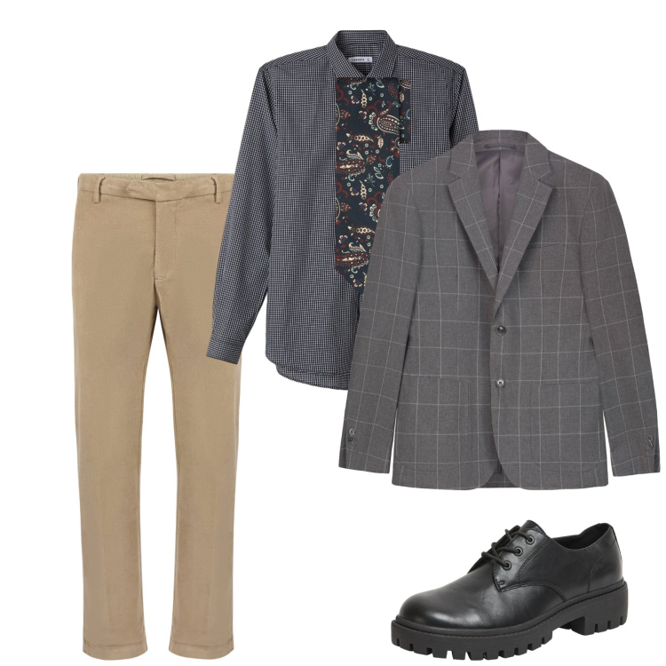 Outfit uomo - City. Stile Casual per Tutti i giorni. Abbinamento con scarpe stringate, camicie, pantaloni, cravatte, giacche.