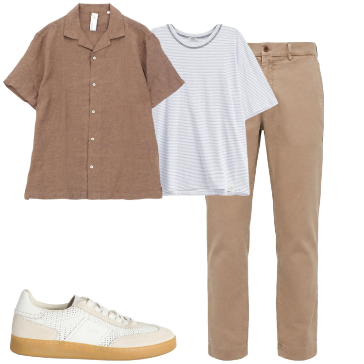 Outfit uomo - Total look #2346432. Stile Urban per Tutti i giorni. Abbinamento con pantaloni chino, sneakers, t-shirt, camicie a manica corta.