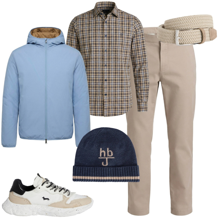 Outfit uomo - City. Stile Urban per Tutti i giorni. Abbinamento con camicie, cinture, cappelli, pantaloni cargo, sneakers, bomber.