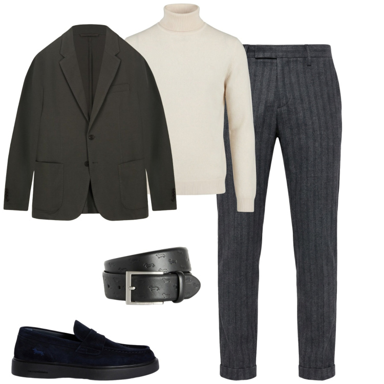 Outfit uomo - In ufficio. Stile Urban per Ufficio. Abbinamento con pantaloni, scarpe stringate, cinture, maglieria, giacche.