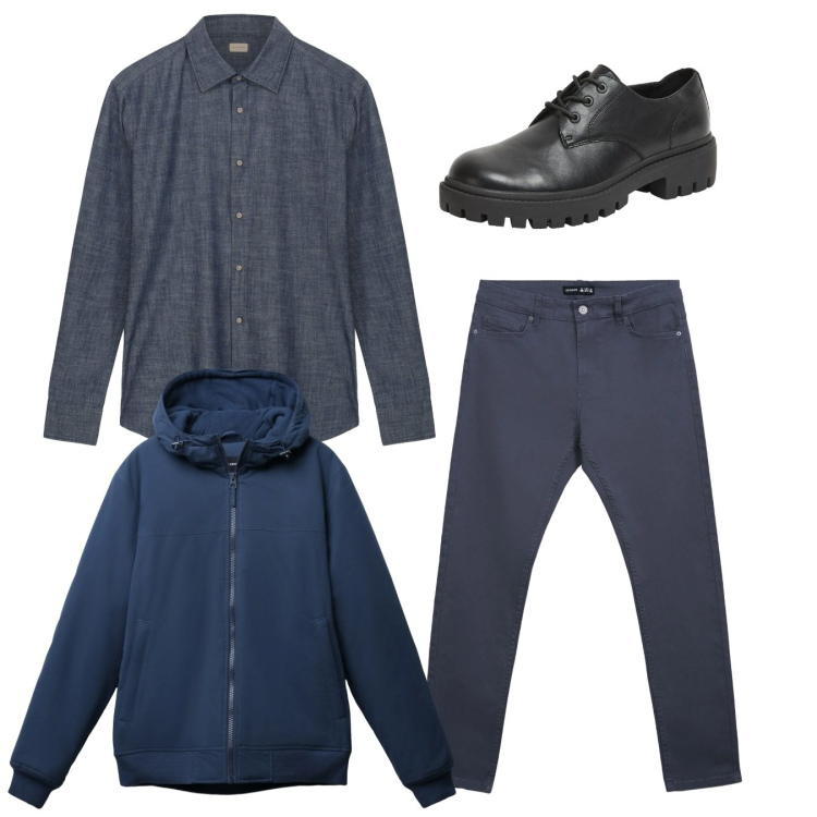 Outfit uomo - City. Stile Casual per Tutti i giorni. Abbinamento con scarpe stringate, pantaloni skinny, giacche, camicie.