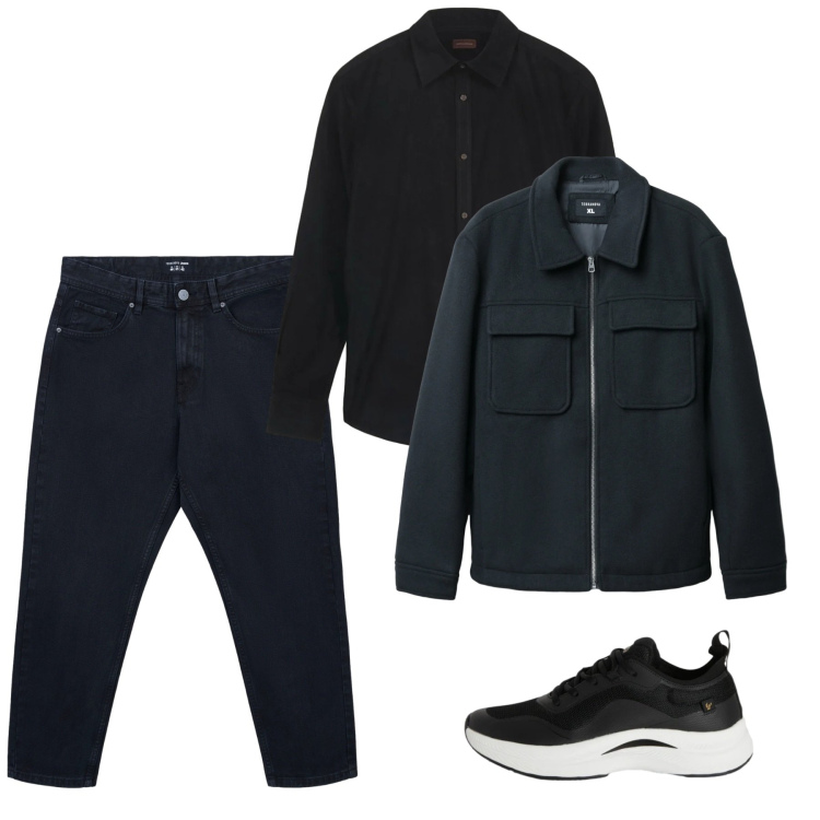 Outfit uomo - City. Stile Urban per Tutti i giorni. Abbinamento con jeans dritti, cappotti, sneakers, camicie.