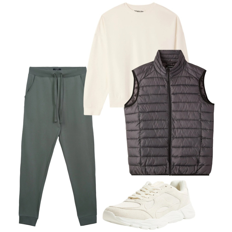 Outfit uomo - City. Stile Casual per Tutti i giorni. Abbinamento con sneakers, felpe, piumini, pantaloni.