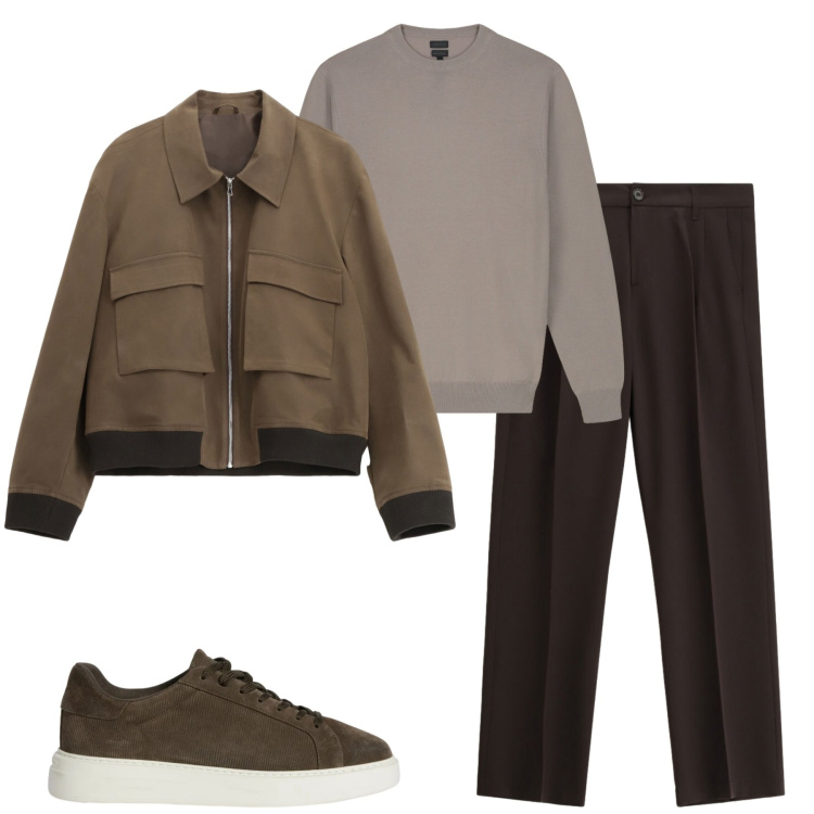 Outfit uomo - City. Stile Urban per Tutti i giorni. Abbinamento con sneakers, giacche, pantaloni, maglieria.