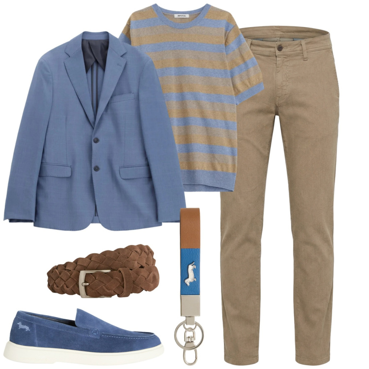 Outfit uomo - City. Stile Urban per Tutti i giorni. Abbinamento con portachiavi, cinture, pantaloni, sneakers, maglieria, giacche.