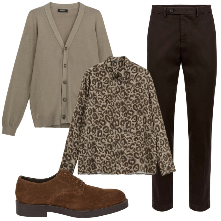 Outfit uomo - Total look #2346502. Stile Business/Elegante per Ufficio. Abbinamento con camicie, cardigans, pantaloni chino, scarpe stringate.