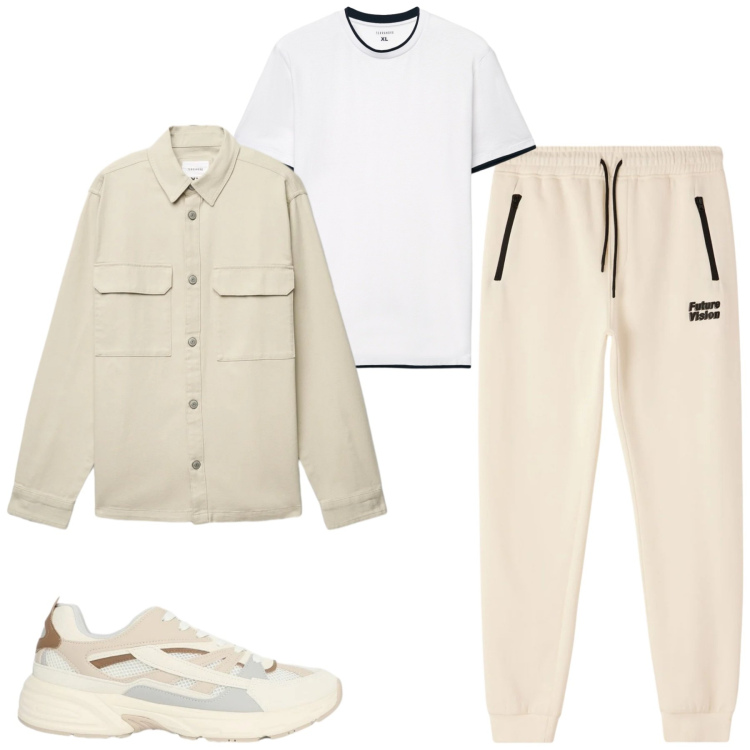 Outfit uomo - Terranova. Stile Casual per Tutti i giorni. Abbinamento con pantaloni, cappotti, sneakers, t-shirt.