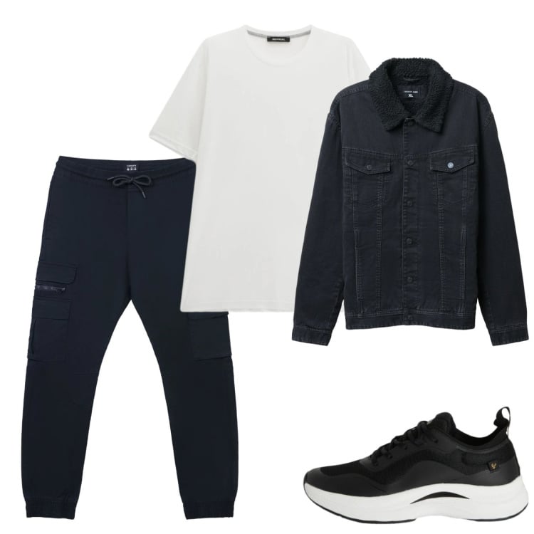 Outfit uomo - City. Stile Urban per Tutti i giorni. Abbinamento con t-shirt, pantaloni cargo, giacche, sneakers.