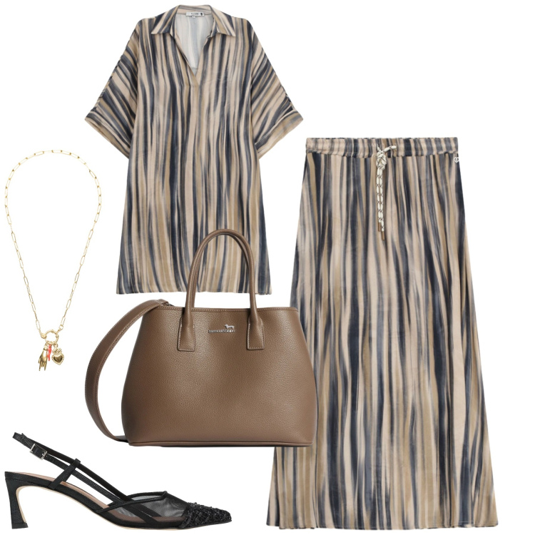 Outfit donna - Total look #2346524. Stile Etnico per Tutti i giorni. Abbinamento con décolleté, borse a tracolla, ciondoli, gonne lunghe, vestiti corti.