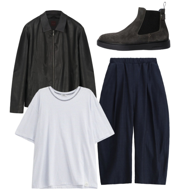 Outfit uomo - City. Stile Casual per Tutti i giorni. Abbinamento con stivali e stivaletti, pantaloni, t-shirt, giacche.