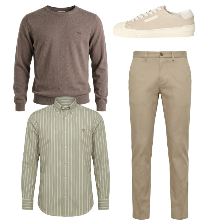Outfit uomo - City. Stile Casual per Tutti i giorni. Abbinamento con pullovers, sneakers, pantaloni chino, camicie.