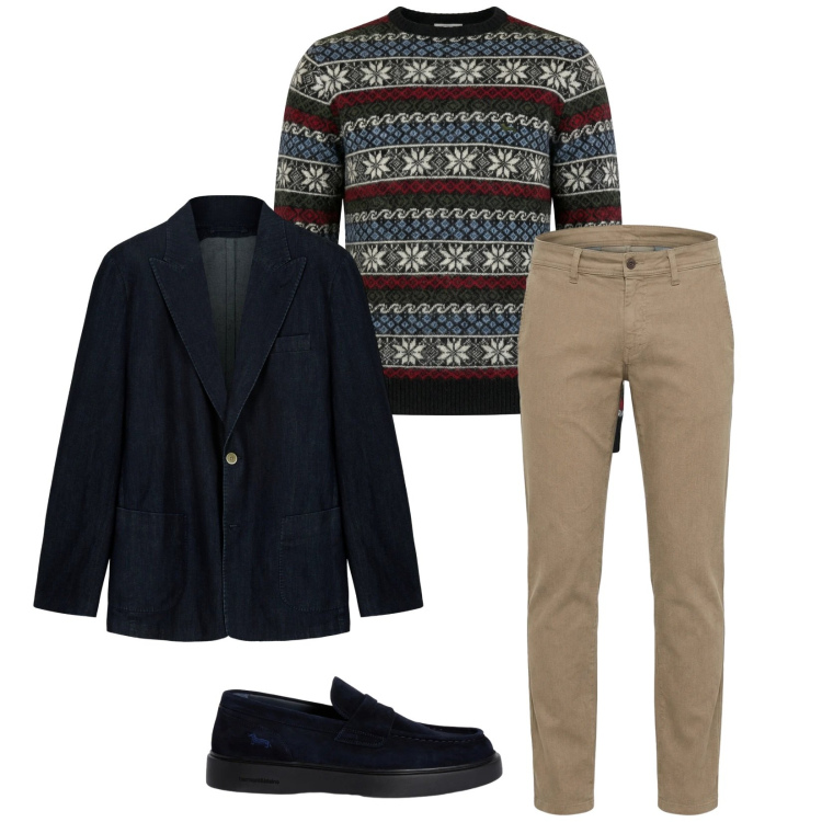 Outfit uomo - Total look #2346590. Stile Trendy per Tutti i giorni. Abbinamento con pullovers, scarpe stringate, pantaloni, giacche.
