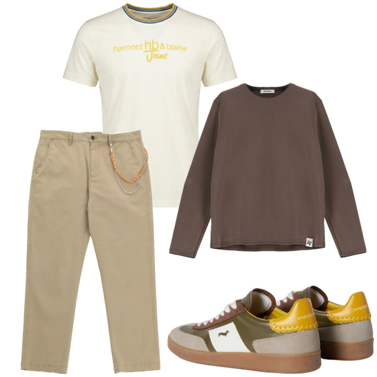 Outfit uomo - Total look #2346596. Stile Trendy per Tutti i giorni. Abbinamento con sneakers, t-shirt, felpe, pantaloni.