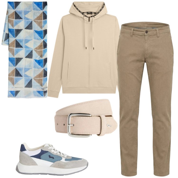 Outfit uomo - Total look #2346605. Stile Trendy per Tutti i giorni. Abbinamento con sneakers, pantaloni, cinture, sciarpe, felpe con cappuccio.